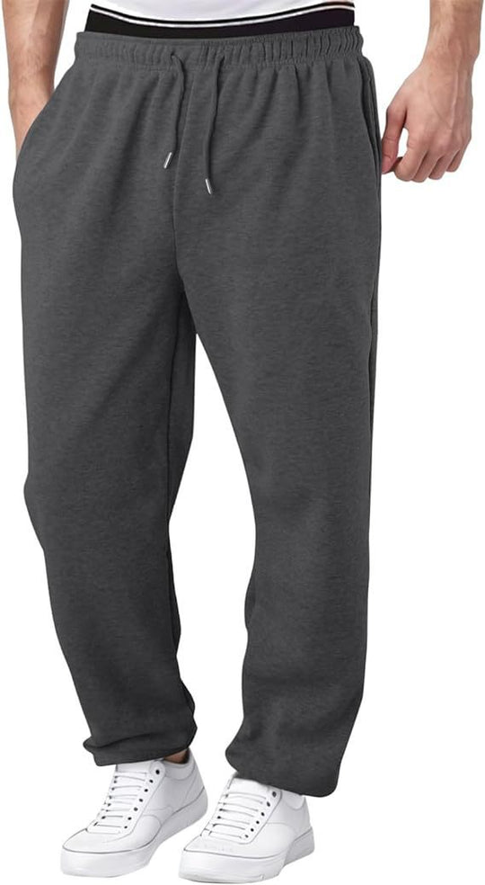 Herren nan Relaxed-Fit Sweatpants mit geradem Bein Fleece-Innenfutter und elastischem Kordelbund EB
