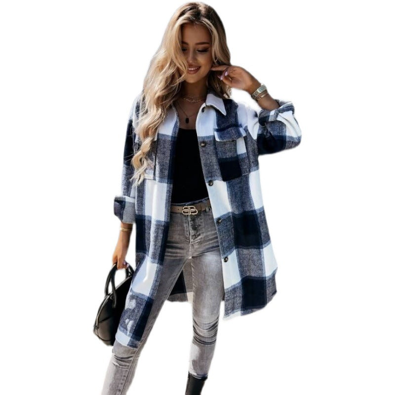 Damen Karierte Overshirt EB