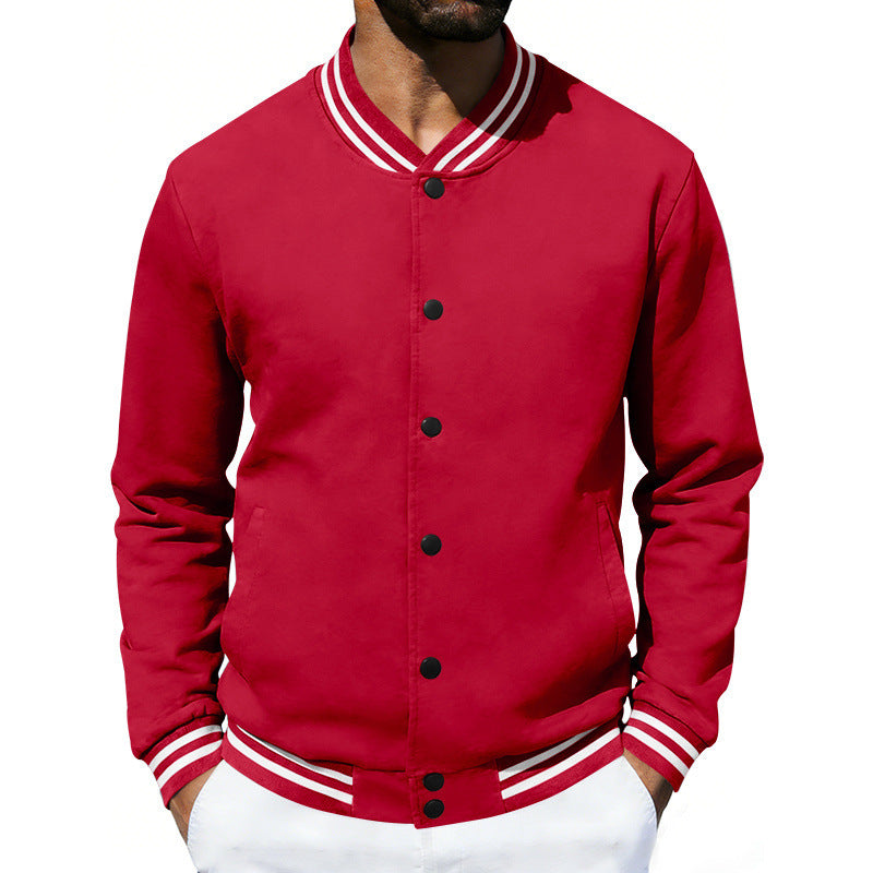 Herren Varsity-Bomberjacke aus Sweat mit gestreiftem Rippkragen EB