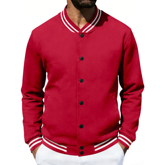 Herren Varsity-Bomberjacke aus Sweat mit gestreiftem Rippkragen EB
