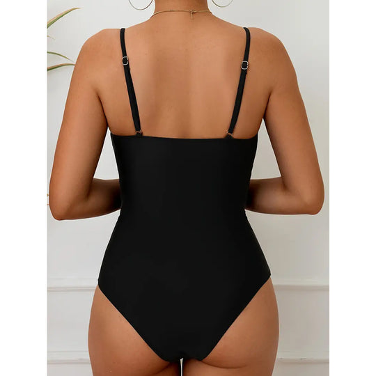 Damen Eleganter Einteiler Badeanzug mit raffiniertem Bund EB