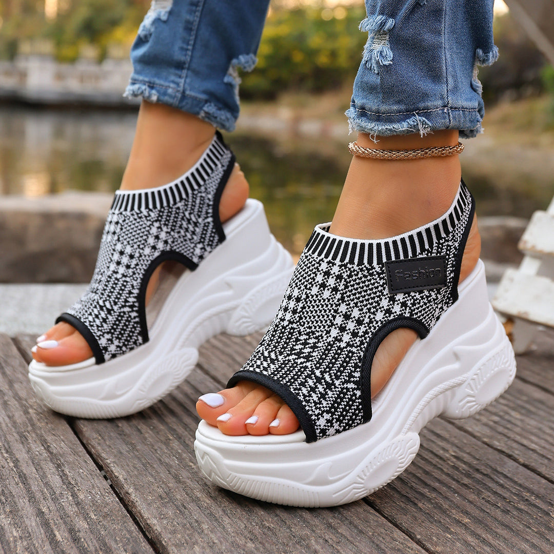 Damen Plateau-Sandalen mit atmungsaktivem Obermaterial und sportlicher Sohle EB