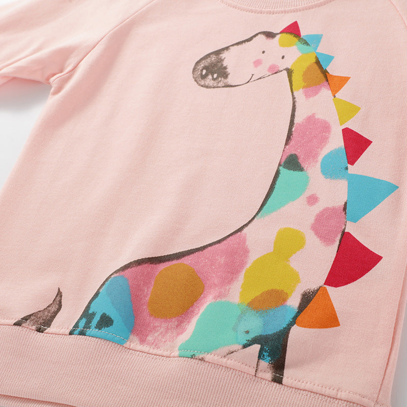Mädchen Sweatshirt mit kreativem Giraffenmotiv EB