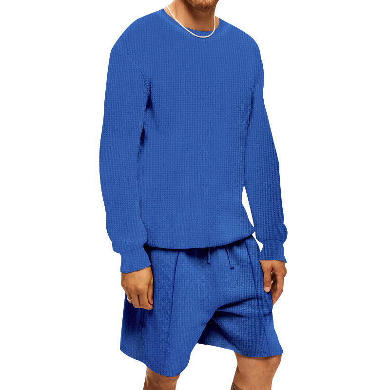 Herren lässiges Sweatshirt- und Shorts-Set mit strukturiertem Design EB