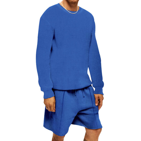 Herren lässiges Sweatshirt- und Shorts-Set mit strukturiertem Design EB