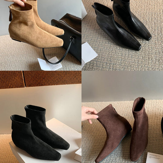 Damen elegante Stiefeletten mit spitzem Schnitt und hochwertiger Wildlederoberfläche EB