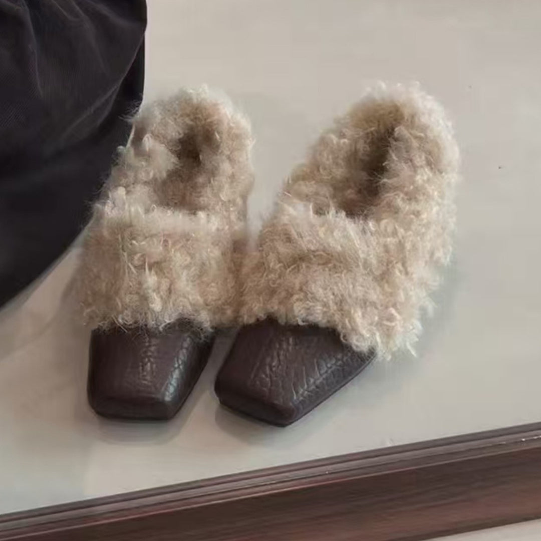 Damen Mokassins mit flauschigem Kragen und stylischem Design EB