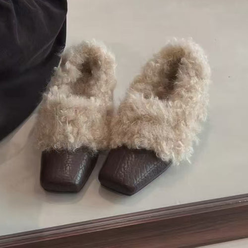 Damen Mokassins mit flauschigem Kragen und stylischem Design EB