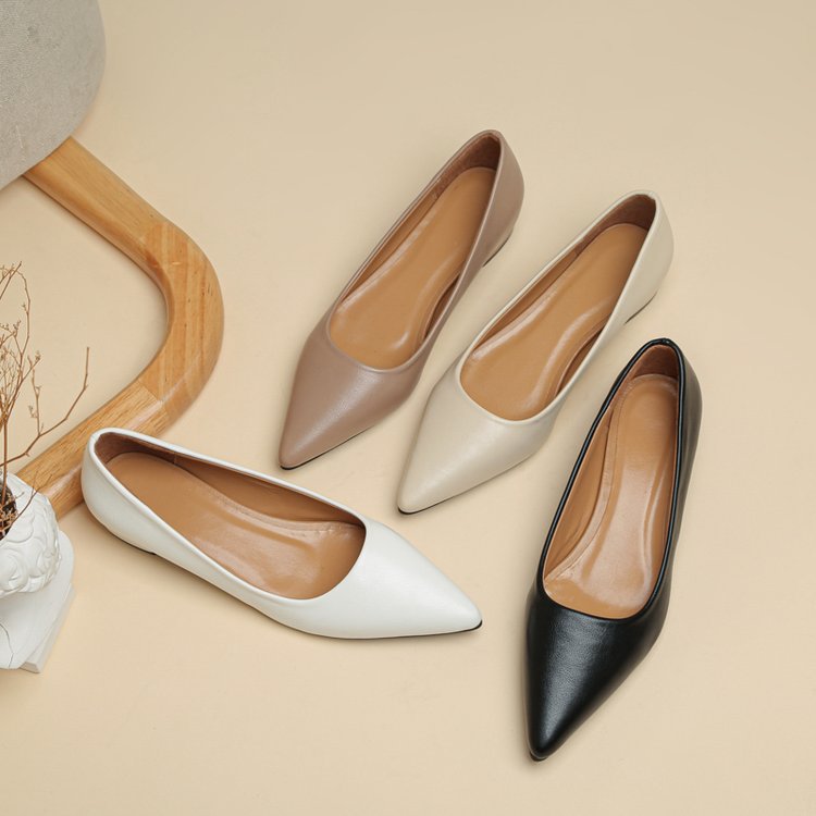 Damen elegante spitze Ballerinas mit bequemem Blockabsatz EB