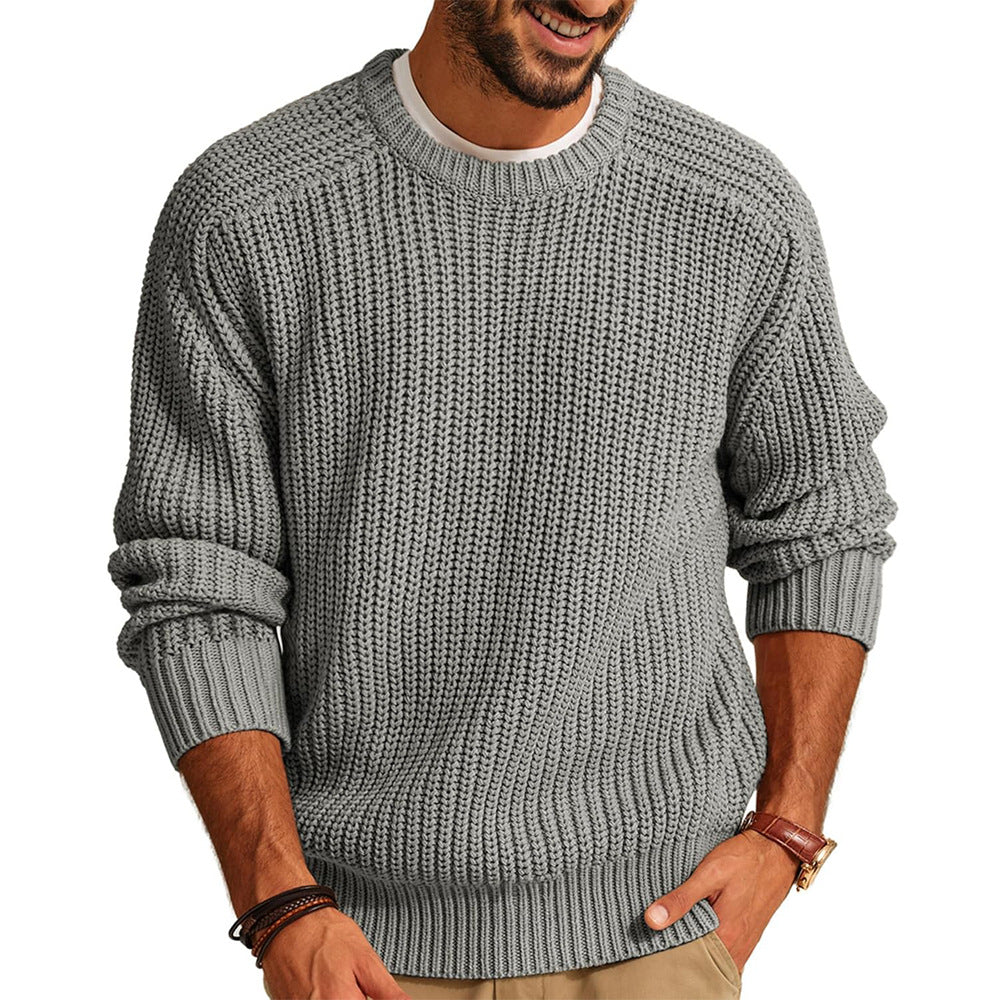 Herren lockerer Grobstrickpullover mit Raglanärmeln EB