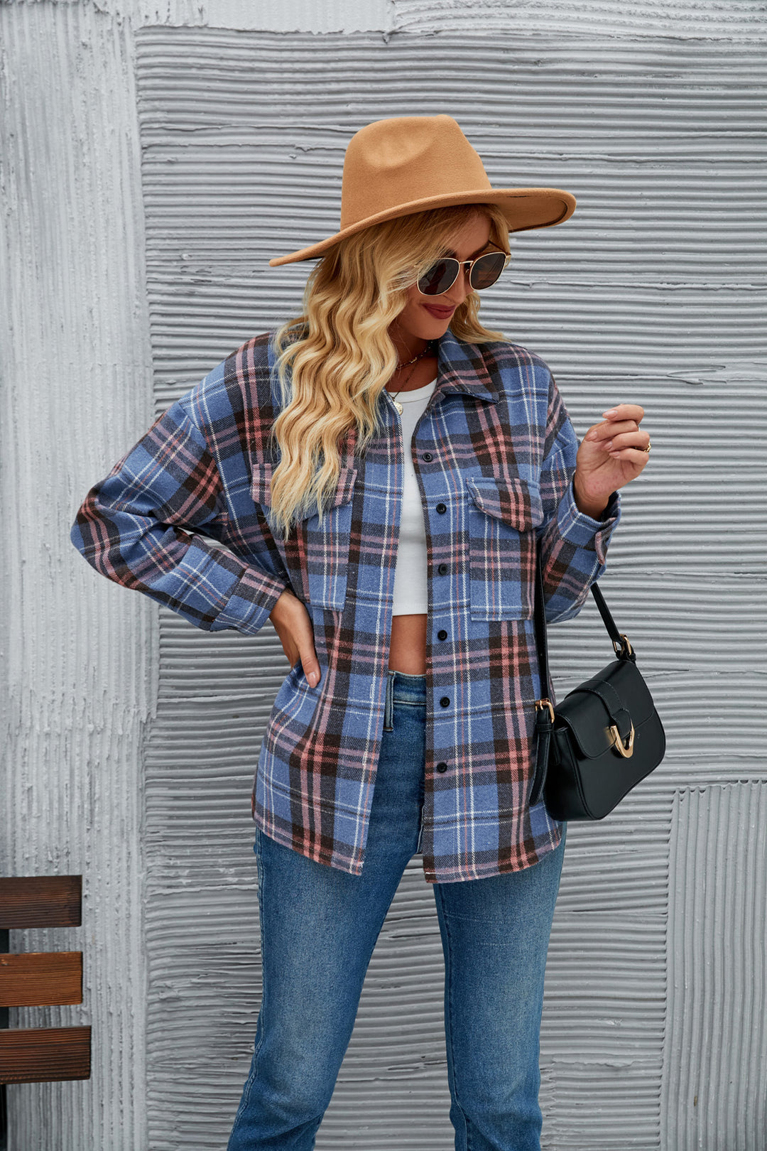 Damen Flanellhemdjacke im lässigen Karo-Design mit Brusttaschen EB