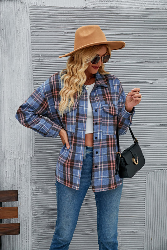 Damen Flanellhemdjacke im lässigen Karo-Design mit Brusttaschen EB