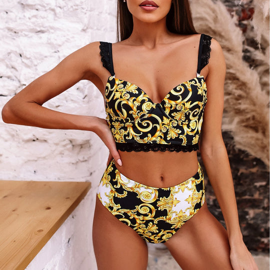 Damen Push-Up Bikini mit verzierten Trägern EB