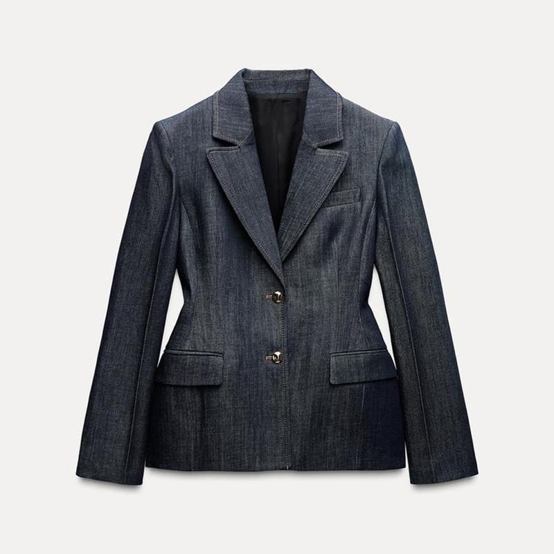 Damen Jeansblazer im modernen Look mit tailliertem Schnitt und praktischen Taschen EB
