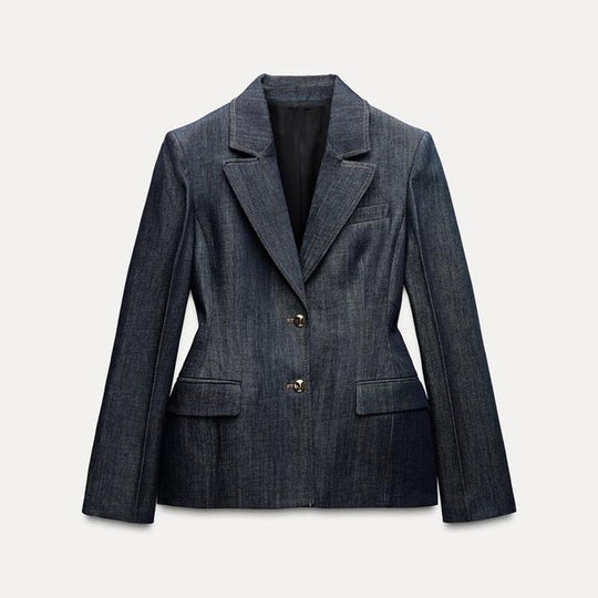 Damen Jeansblazer im modernen Look mit tailliertem Schnitt und praktischen Taschen EB