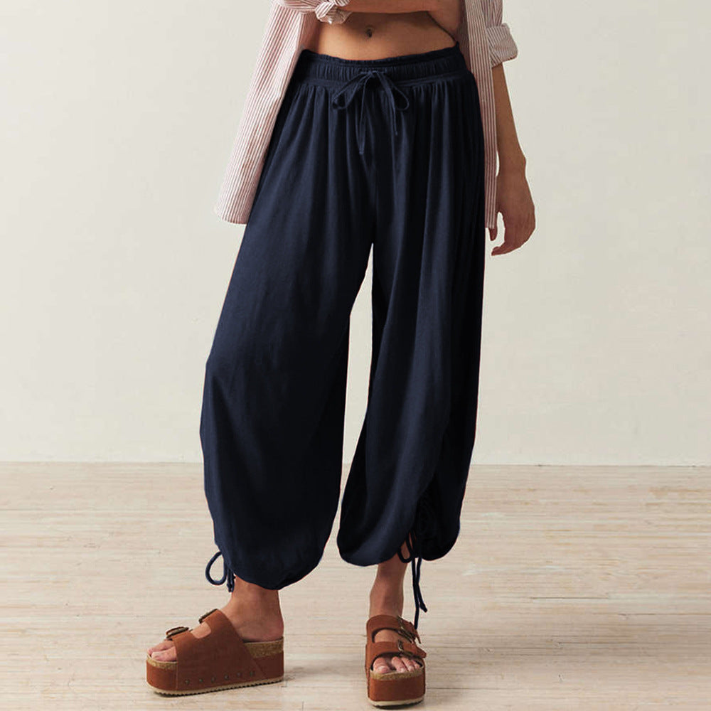 Damen Bequeme Haremshose mit raffinierten Rüschendetails EB