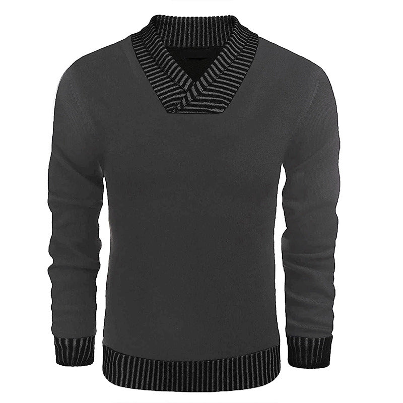 Herren eleganter Strickpullover mit modernem Schalkragen und strukturiertem Oberteil EB