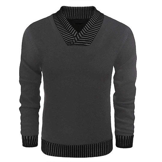 Herren eleganter Strickpullover mit modernem Schalkragen und strukturiertem Oberteil EB
