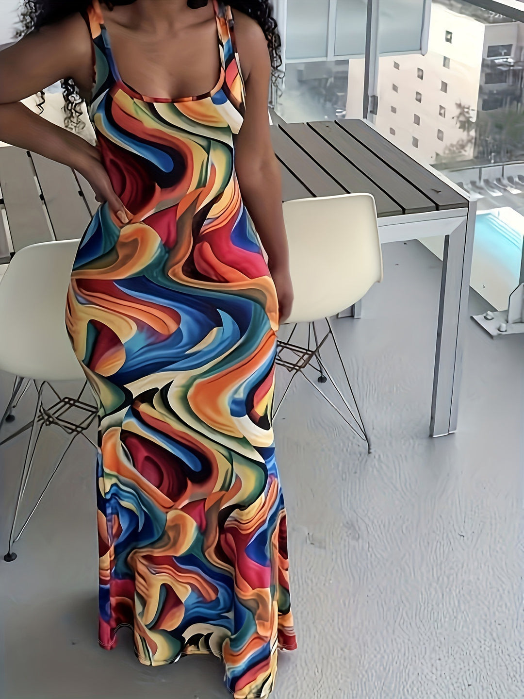 Damen Maxikleid mit exklusivem Farbverlauf und figurumspielendem Schnitt EB