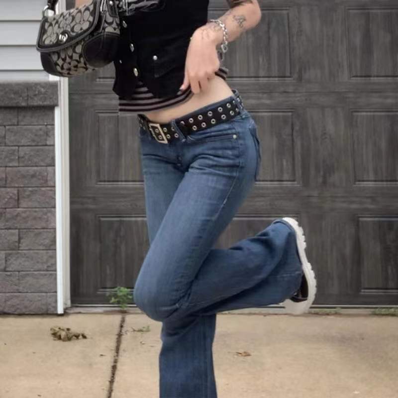 Damen lässige Flared Jeans im Retro-Stil mit hohem Bund EB