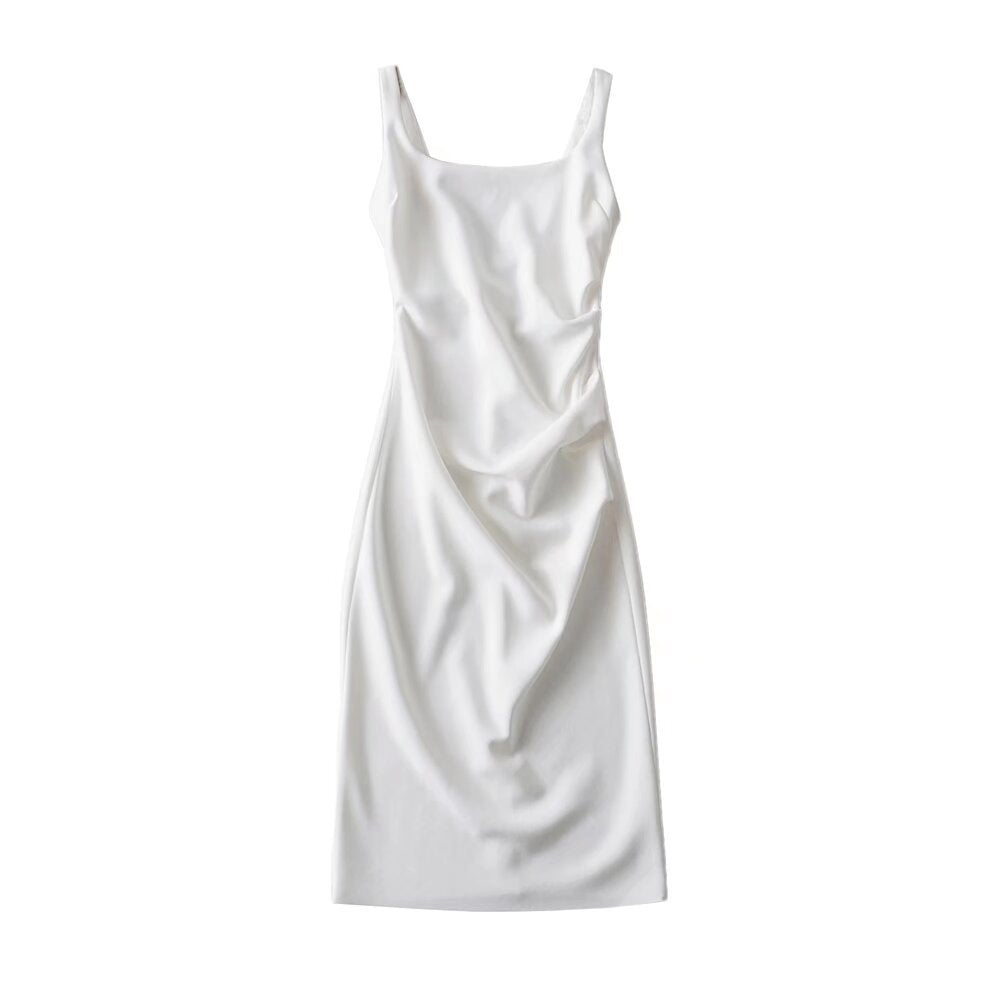 Damen figurbetontes Midi-Kleid mit elegantem Rüschendetail EB