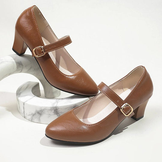 Damen Mary Jane Pumps mit modischem Riemendesign EB