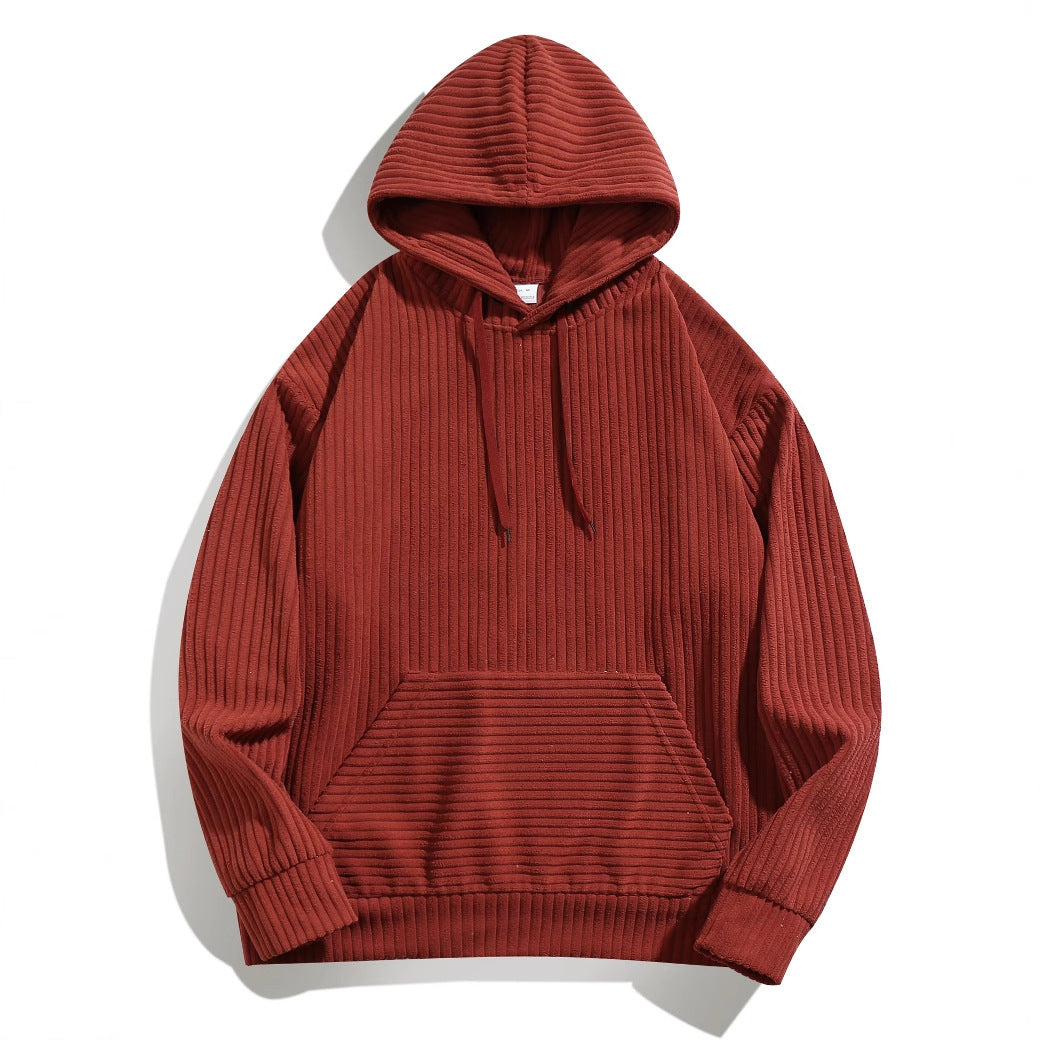 Herren Kapuzenpullover mit strukturierter Ripp-Textur und praktischen Taschen EB