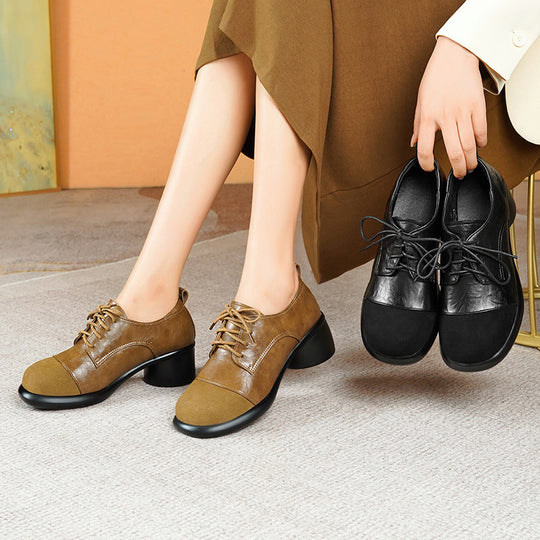 Damen Elegante Schnürschuhe mit modischem Blockabsatz EB
