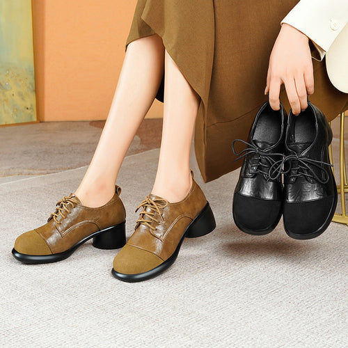 Damen Elegante Schnürschuhe mit modischem Blockabsatz EB