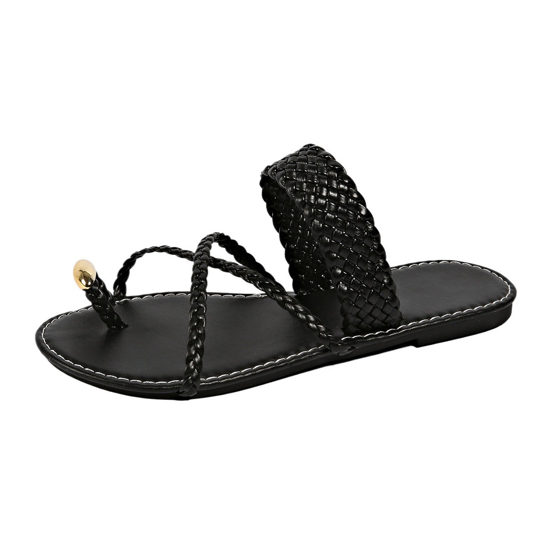 Damen Bequeme Riemchen-Sandalen mit geflochtenem Design EB