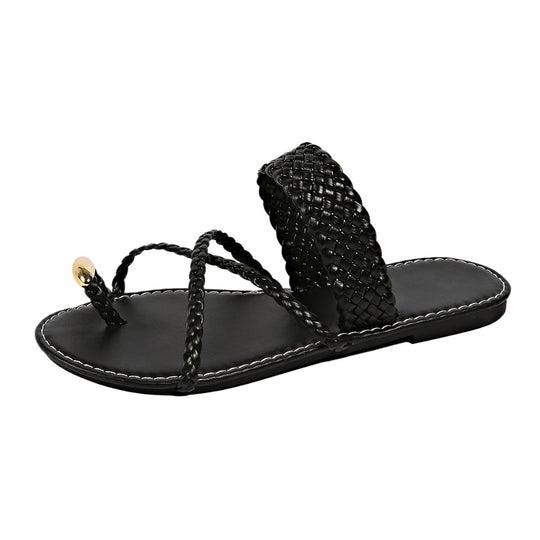Damen Bequeme Riemchen-Sandalen mit geflochtenem Design EB