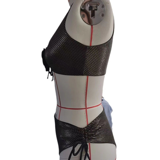 Damen Bandeau-Bikini mit eleganten Raffung und Blumendetail EB