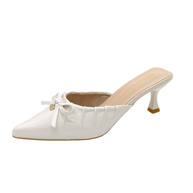 Damen elegante Slingback-Pumps mit dekorativem Rüschendesign EB
