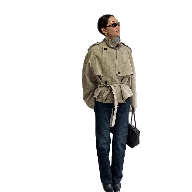 Damen modischer Oversize-Trenchcoat mit schmalem Gürtel EB