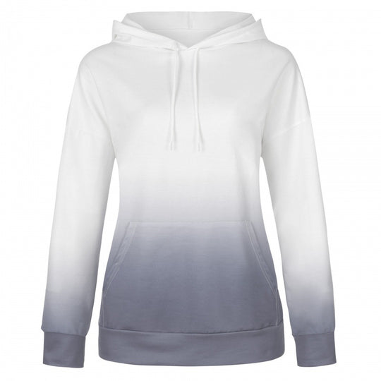 Damen Oversize Kapuzenpullover mit Dip-Dye Farbverlauf und Kängurutasche EB