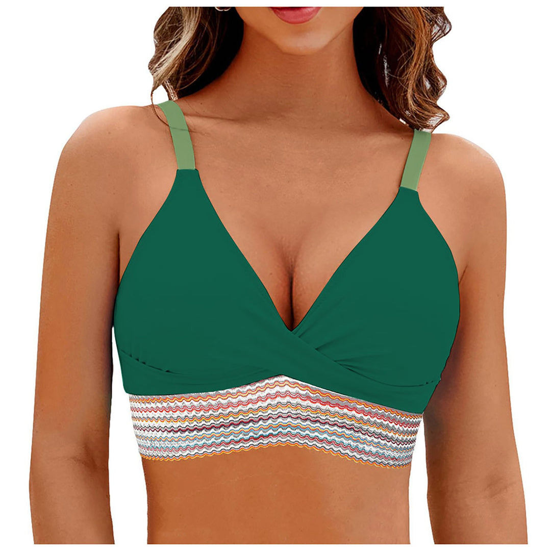 Damen Wickel-Bikini-Oberteil mit modischem Muster EB