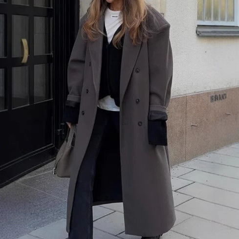 Damen Oversized Trenchcoat mit doppelter Knopfleiste und klassischem Revers EB