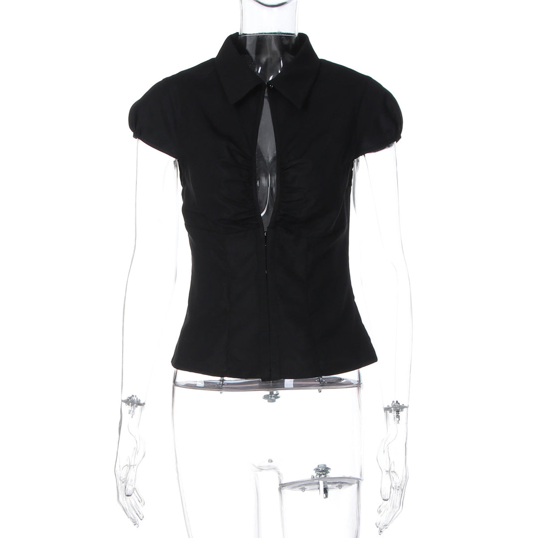Damen Elegantes tailliertes Blusenshirt mit einem Reißverschluss EB