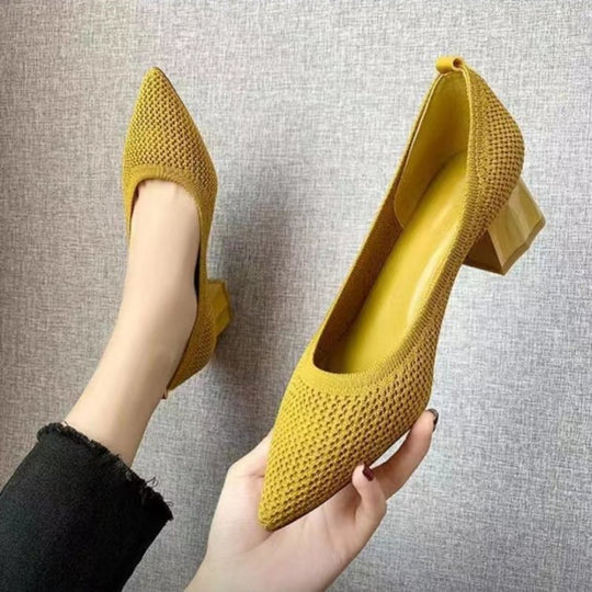 Damen elegante Pumps mit strukturierter Oberfläche und modischem Blockabsatz EB