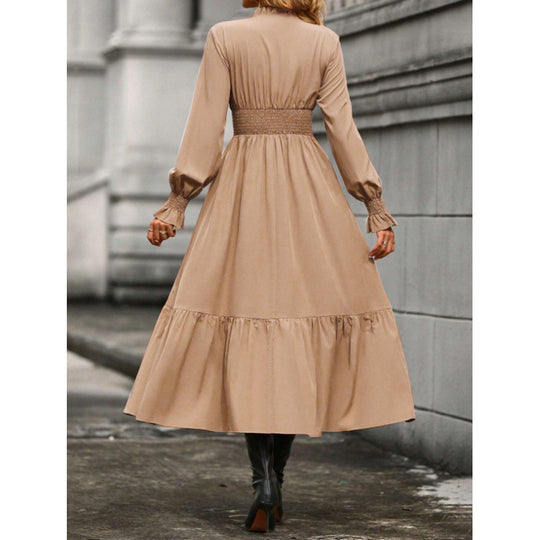 Damen Maxikleid mit schwingendem Rock und elastischem Tailleneinsatz EB