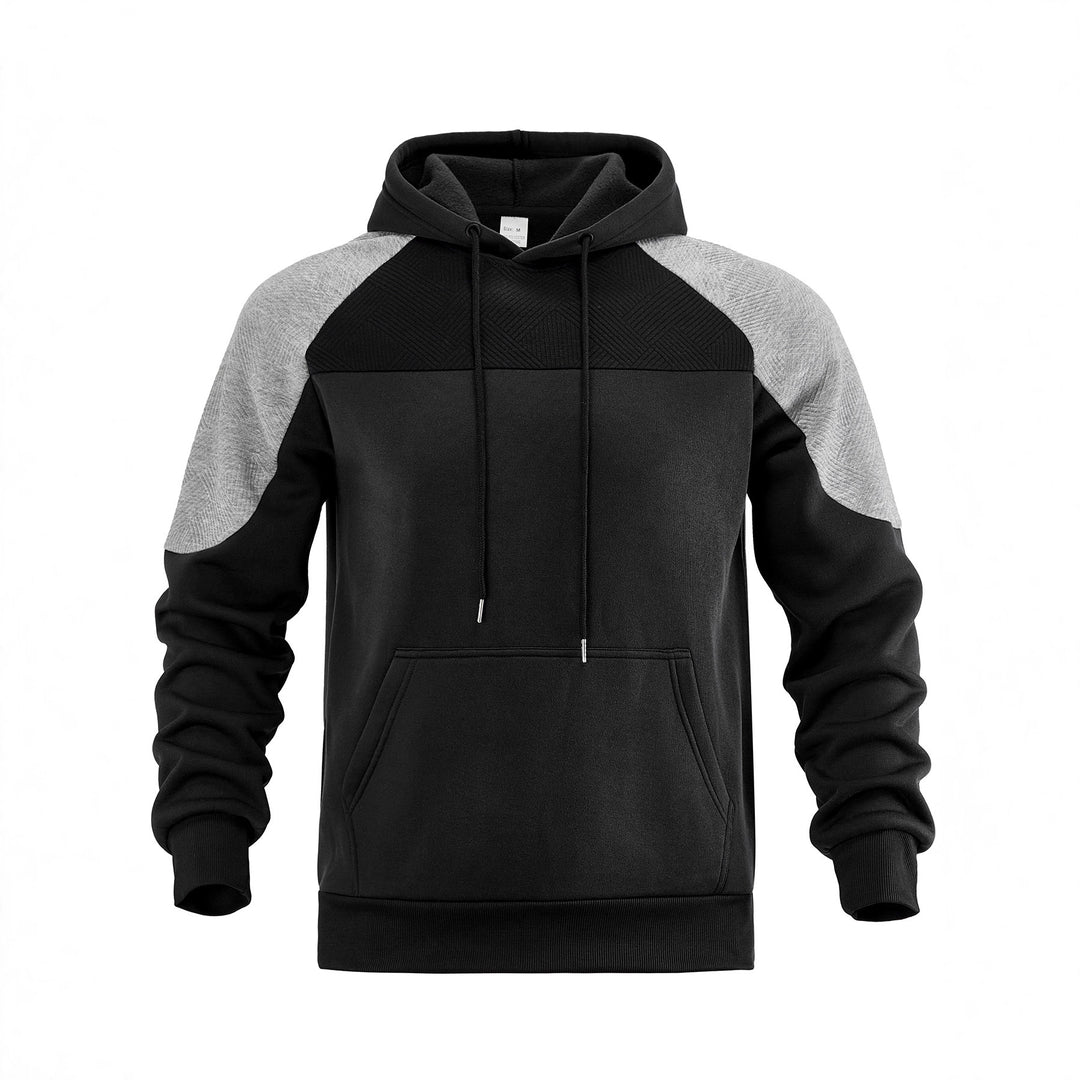 Herren sportlicher Kapuzenpullover mit geometrischen Akzenten und Kängurutasche EB