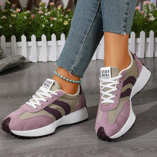 Damen Sportliche Retro Sneakers mit modischem Wildleder-Design EB