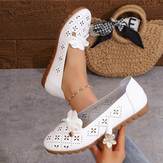 Damen elegante Ballerinas mit floralem Cut-Out-Design EB