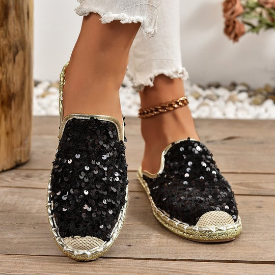 Damen Glitzernde Espadrilles mit bequemer Einlegesohle EB