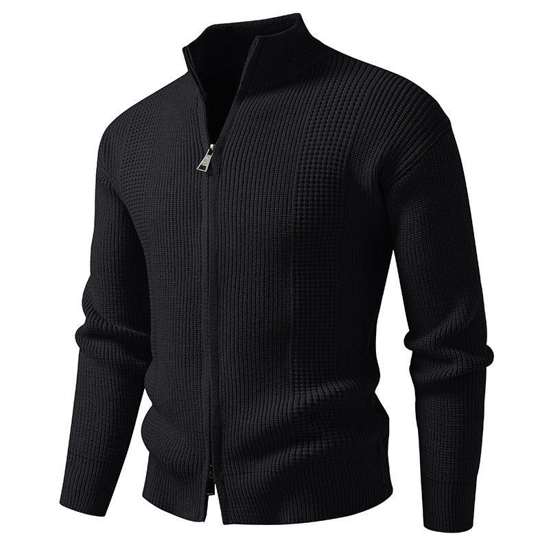 Herren Strickjacke mit hohem Kragen und innovativem Zipper EB
