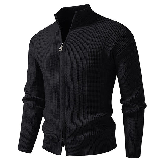 Herren Strickjacke mit hohem Kragen und innovativem Zipper EB
