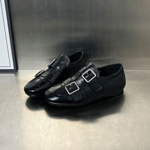 Damen elegante Mokassins mit modischen Doppelschnallen EB