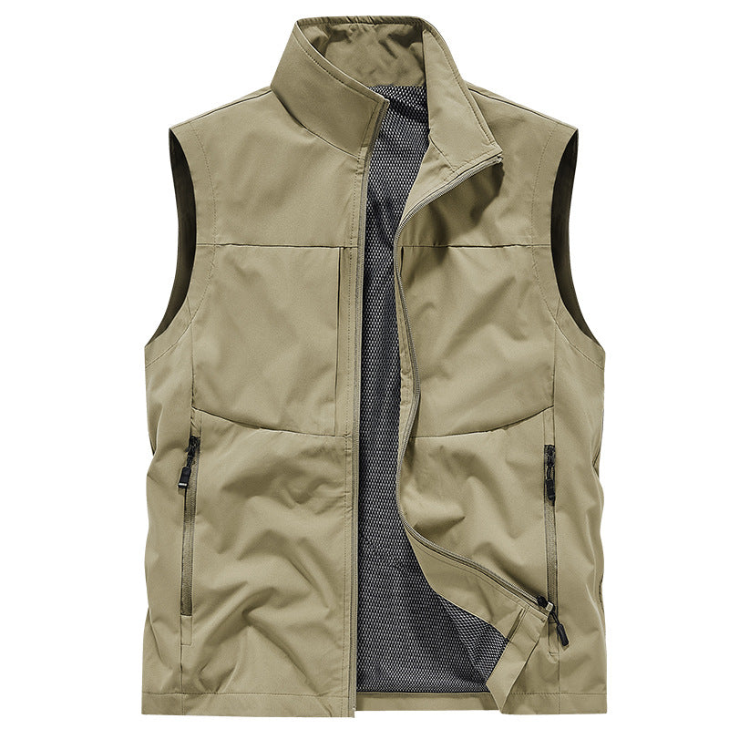 Herren Ultraleichte Utility-Outdoorweste aus Ripstop mit Mesh-Innenfutter und verdeckten Reißverschlusstaschen EB