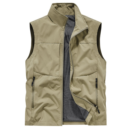 Herren Ultraleichte Utility-Outdoorweste aus Ripstop mit Mesh-Innenfutter und verdeckten Reißverschlusstaschen EB