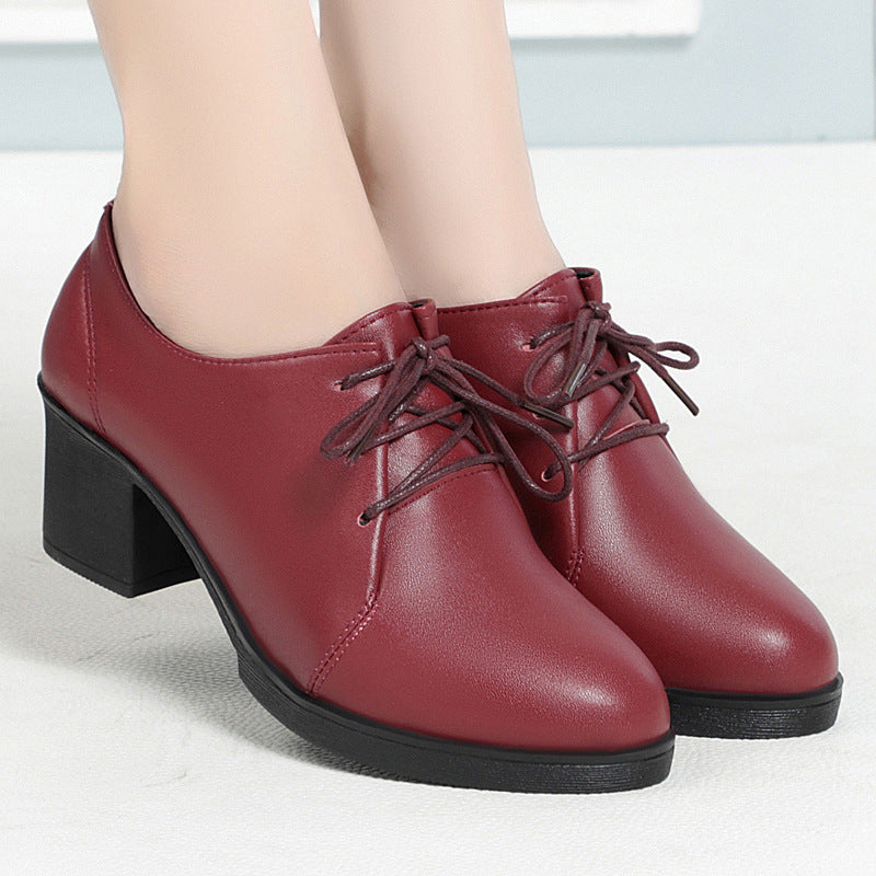 Damen Elegante Schnürschuhe mit bequemen Blockabsatz und modischem Obermaterial EB